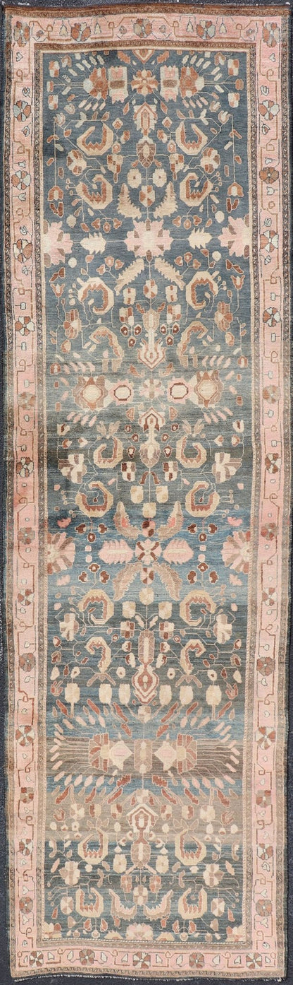 Keivan Woven Arts - Antique Persian Tabriz with Medium in Light Teal Background & Light Pink Border. Antique Persian Tabriz with Medium in Light Teal Background & Light Pink Border. Rug / V21 - 0112, Antique Tabriz, Antique Persian Tabriz, Antique Runn... - Keivan Woven ArtsV21 - 0112 - 14586