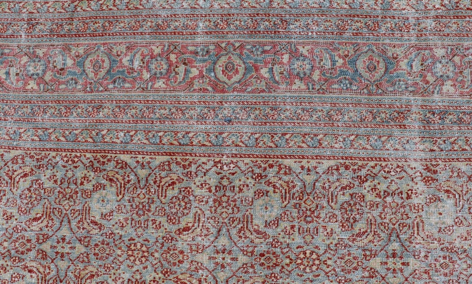 Antique Persian Khorassan Rug with All - Over Floral Design in Red and Blue. Country of Origin: Iran Type: Khorasan Design: All - Over, Floral, Motif Keivan Woven Arts; rug V21 - 0201 Measures: 8'4 x 11'5 This spectacular antique Persian Khoras... - Keivan Woven ArtsV21 - 0201 - 15086Rug