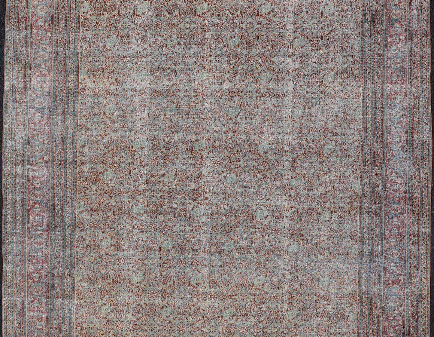 Antique Persian Khorassan Rug with All - Over Floral Design in Red and Blue. Country of Origin: Iran Type: Khorasan Design: All - Over, Floral, Motif Keivan Woven Arts; rug V21 - 0201 Measures: 8'4 x 11'5 This spectacular antique Persian Khoras... - Keivan Woven ArtsV21 - 0201 - 15086Rug