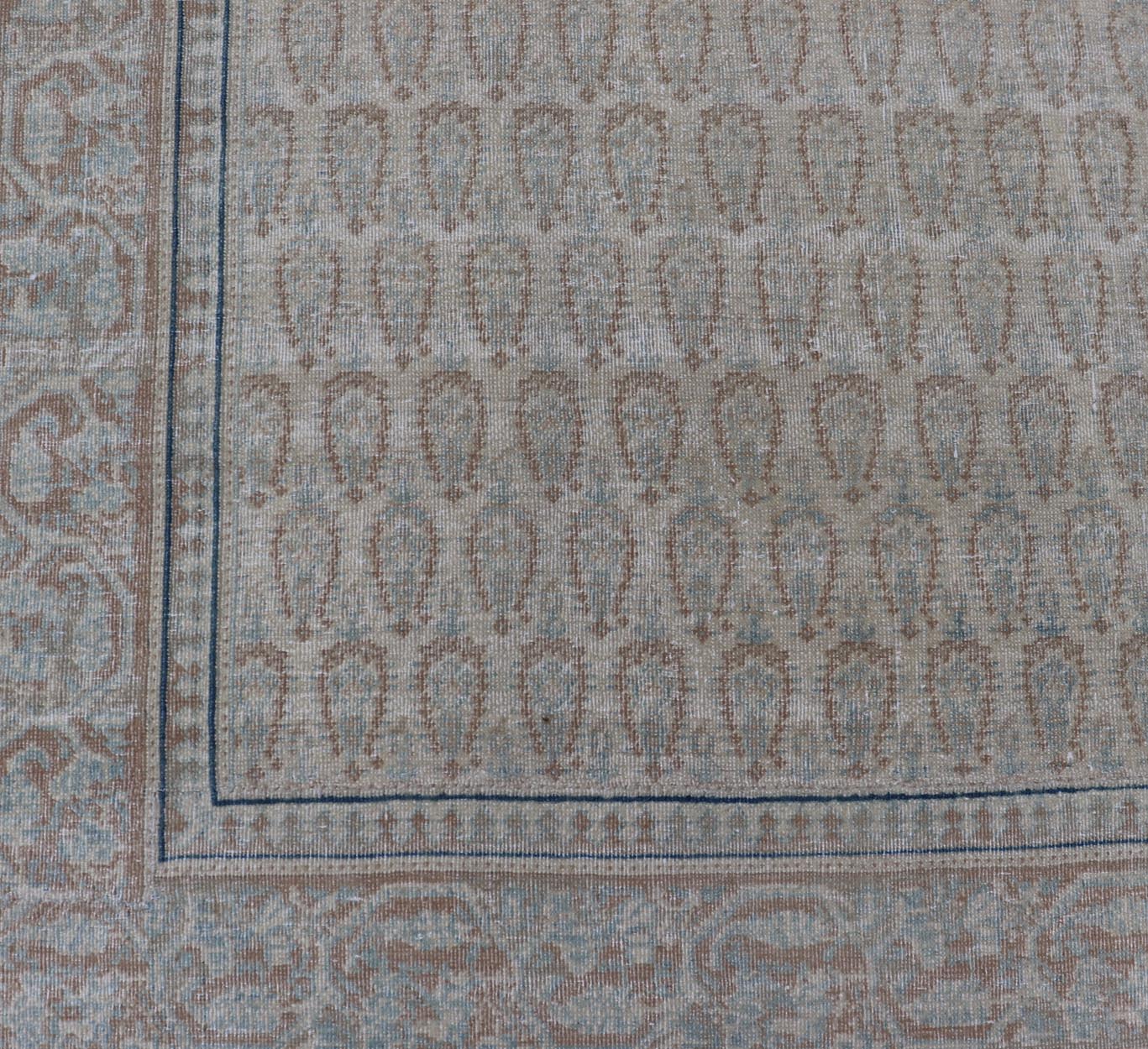 Antique Persian Tabriz Rug with All - Over Small Tribal Design in Muted Tones. Keivan Woven Arts / rug V21 - 0205, country of origin / type: Persian / Tabriz, circa Early - 20th Century. Measures: 11'0 x 13'0 This Tabriz rug features a relatively i... - Keivan Woven ArtsV21 - 0205 - 15536Rug