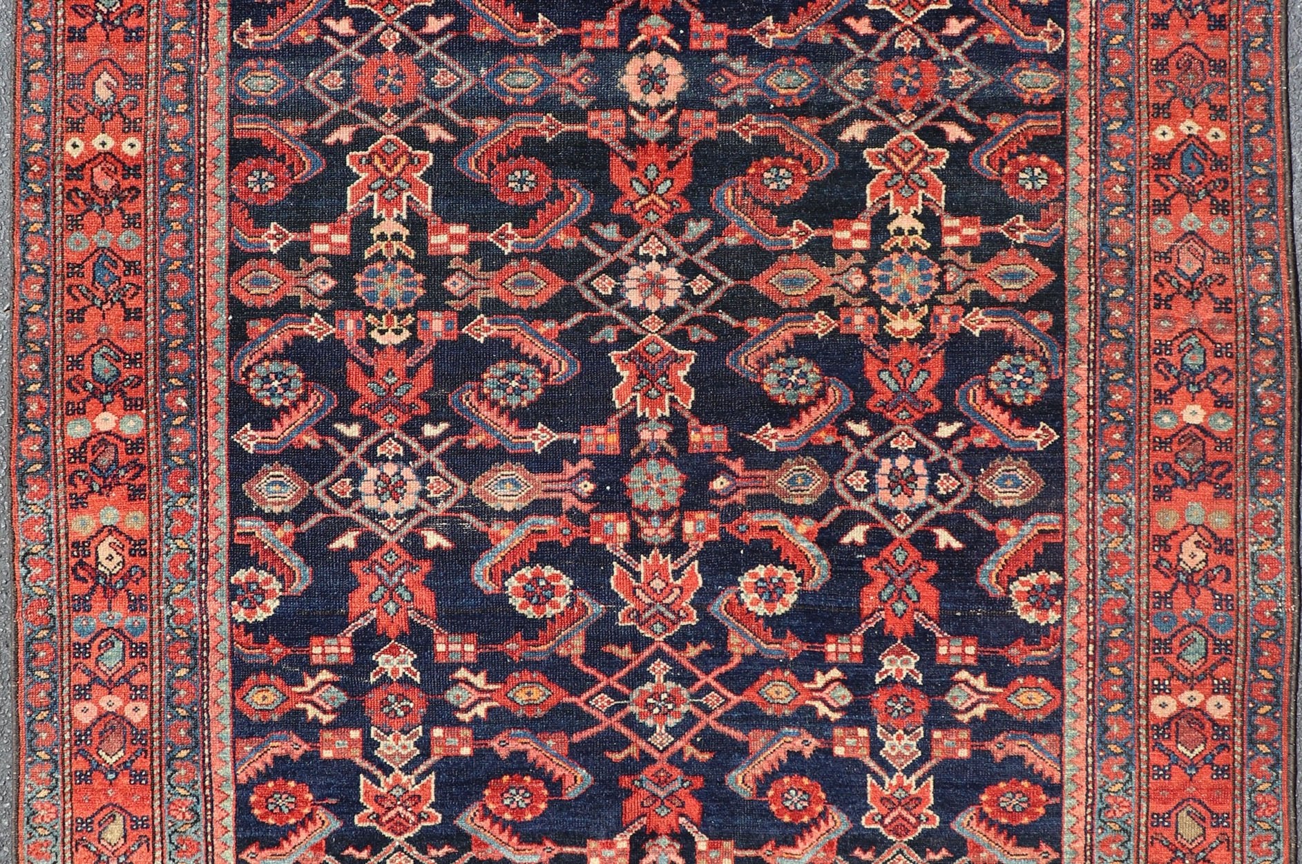 Antique Persian Malayer Rug with Colorful Geometric All - Over Design Antique Persian Malayer rug in rich colors with geometric design, rug V21 - 0302, country of origin / type: Iran / Malayer, circa 1920. This antique Persian Malayer rug (ci... - Keivan Woven ArtsV21 - 0302 - 15230Rug