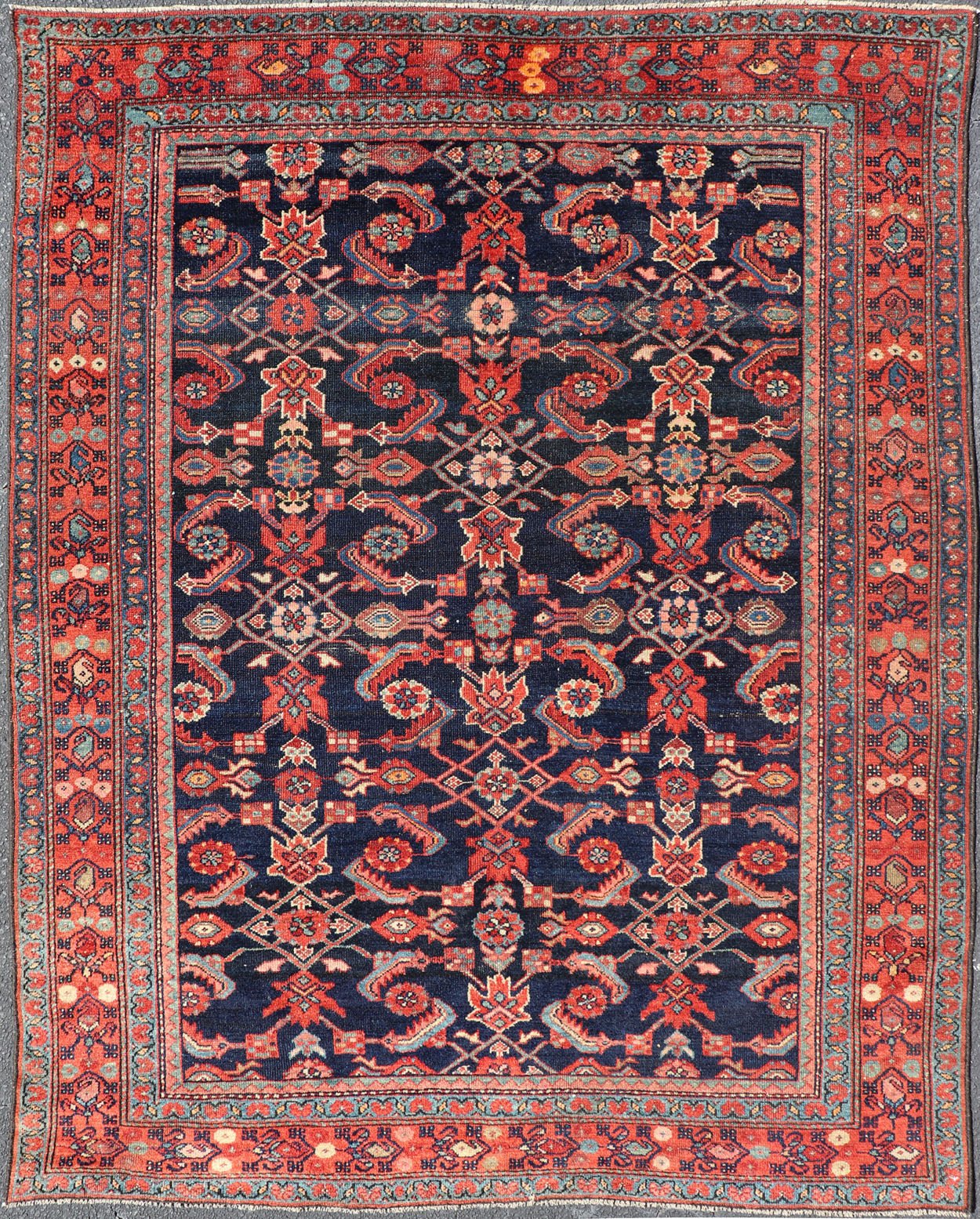 Antique Persian Malayer Rug with Colorful Geometric All - Over Design Antique Persian Malayer rug in rich colors with geometric design, rug V21 - 0302, country of origin / type: Iran / Malayer, circa 1920. This antique Persian Malayer rug (ci... - Keivan Woven ArtsV21 - 0302 - 15230Rug