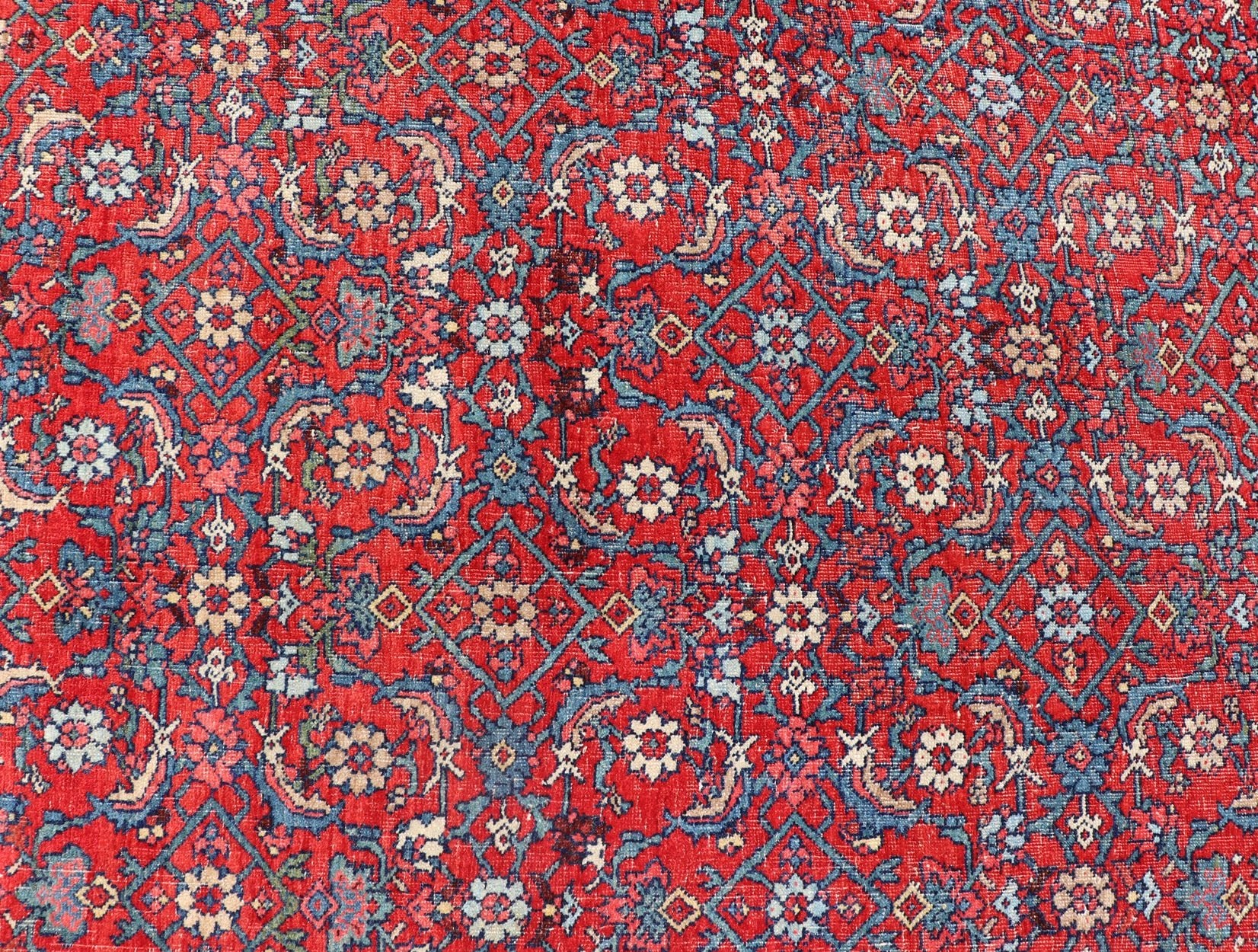 Antique Persian Bidjar rug with sub - geometric all - over design in red and blue. Keivan Woven Arts / rug V21 - 0304, Keivan Woven Arts / country of origin / type: Iran / Bidjar, circa 1910 Measures:9'2 x 12'6. This magnificent early 20th century anti... - Keivan Woven ArtsV21 - 0304 - 50 - 15242
