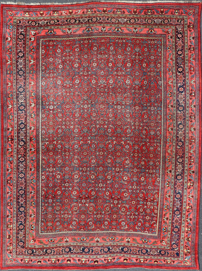 Antique Persian Bidjar rug with sub - geometric all - over design in red and blue. Keivan Woven Arts / rug V21 - 0304, Keivan Woven Arts / country of origin / type: Iran / Bidjar, circa 1910 Measures:9'2 x 12'6. This magnificent early 20th century anti... - Keivan Woven ArtsV21 - 0304 - 50 - 15242