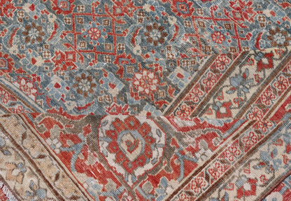 Antique Persian Fine Weave Senneh Rug with All - Over Herati Design on Blue Field. Keivan Woven Arts / rug V21 - 0305, country of origin / type: Iran / Senneh, circa 1920. Measures: 8'3 x 10'5 This incredible antique distressed Persian Senn... - Keivan Woven ArtsV21 - 0305 - 51 - 15248