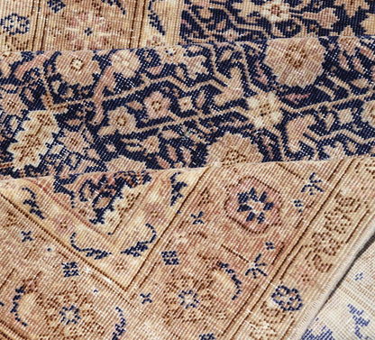 Long Antique Fine Persian Runner with Blue Background and Earthy Tones. Keivan Woven Arts / rug V21 - 0306 - 97, country of origin / type: Turkey / Sivas, circa 1920 Measures: 2'9 x 15'9 Stylized all - over motifs are featured in a pattern on this ... - Keivan Woven ArtsV21 - 0306 - 97 - 15254Rug