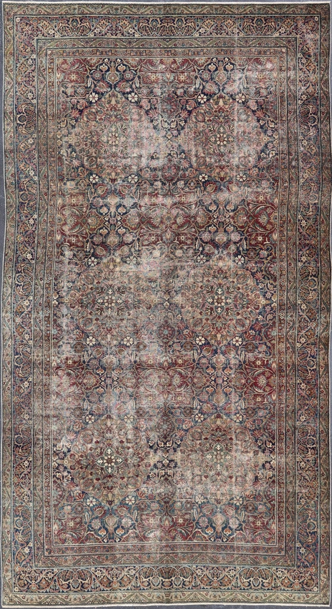 Antique Persian Lavar Kerman Large Gallery Rug with All - Over Floral Design. Keivan Woven Arts / rug V21 - 0308 - 151, country of origin / type: Iran / Lavar Kerman, circa 1900. Measures: 8'3 x 14'9 This large, antique Persian Lavar Kerman ru... - Keivan Woven ArtsV21 - 0308 - 151 - 15264
