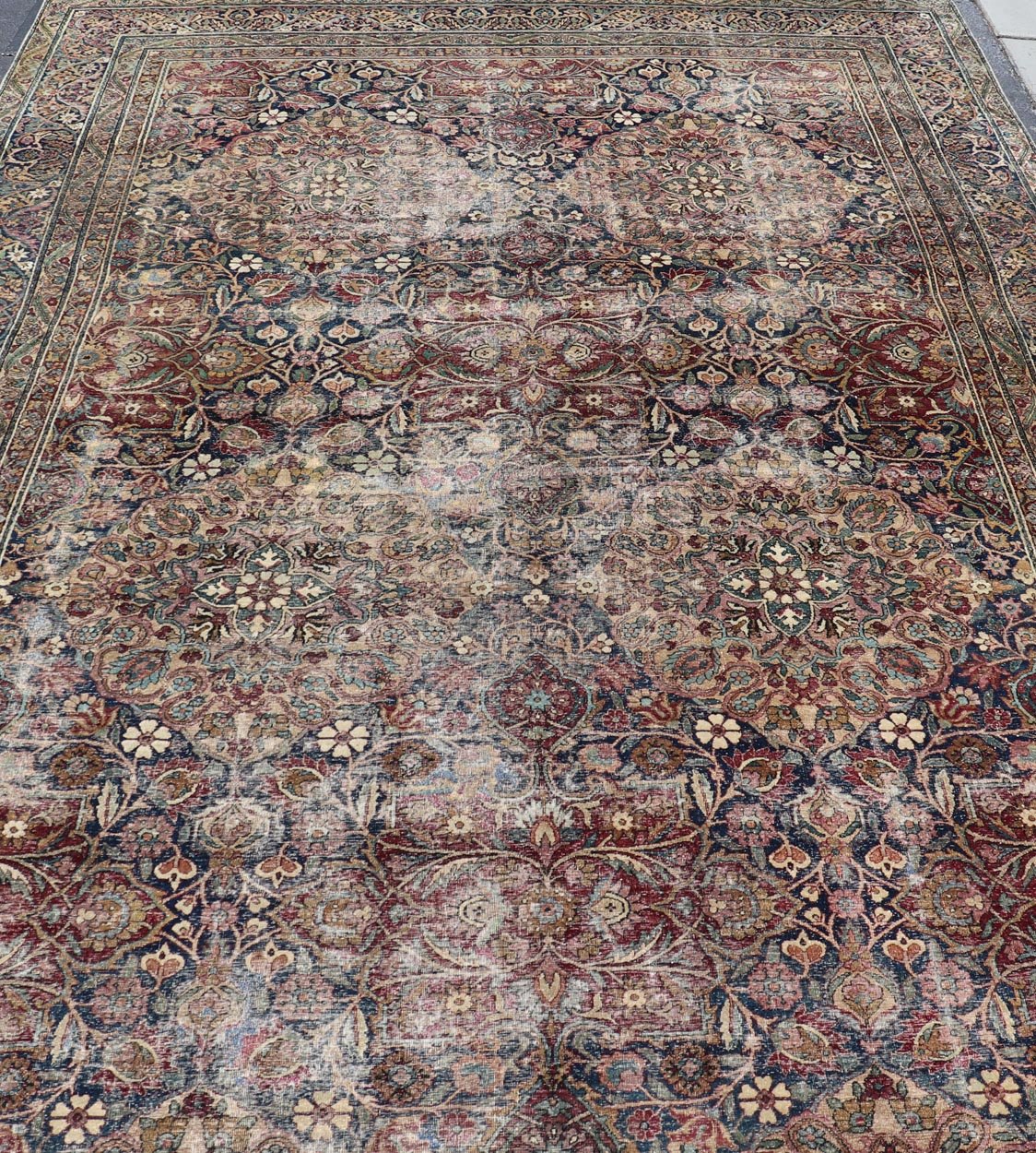 Antique Persian Lavar Kerman Large Gallery Rug with All - Over Floral Design. Keivan Woven Arts / rug V21 - 0308 - 151, country of origin / type: Iran / Lavar Kerman, circa 1900. Measures: 8'3 x 14'9 This large, antique Persian Lavar Kerman ru... - Keivan Woven ArtsV21 - 0308 - 151 - 15264