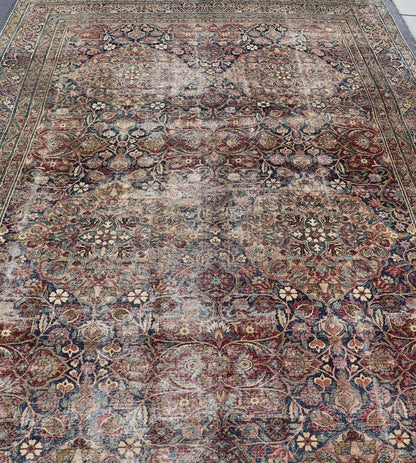 Antique Persian Lavar Kerman Large Gallery Rug with All - Over Floral Design. Keivan Woven Arts / rug V21 - 0308 - 151, country of origin / type: Iran / Lavar Kerman, circa 1900. Measures: 8'3 x 14'9 This large, antique Persian Lavar Kerman ru... - Keivan Woven ArtsV21 - 0308 - 151 - 15264