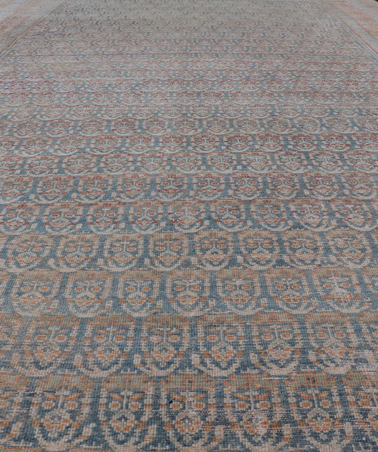 Large Antique Malayer Persian Gallery with All Over Paisley Design With Lt. Blue. Keivan Woven Arts; rug V21 - 0309 - 152 Country of origin: Iran Style: Malayer Key Words: Malayer Antique Rug, Vintage Persian Rug, Persian Antique Rug, Authentic Malayer ... - Keivan Woven ArtsV21 - 0309 - 152 - 15270