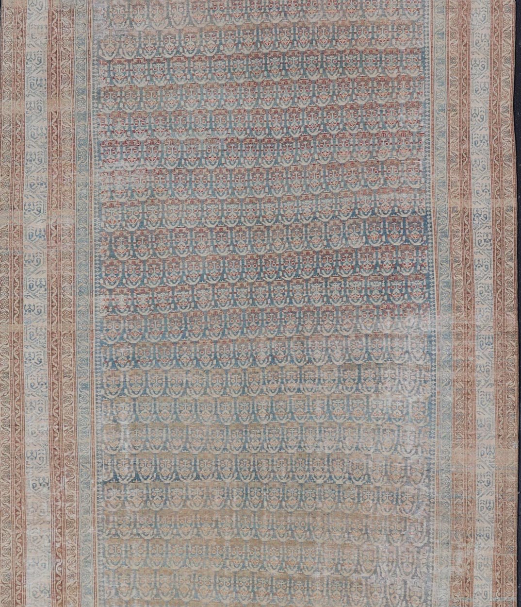 Large Antique Malayer Persian Gallery with All Over Paisley Design With Lt. Blue. Keivan Woven Arts; rug V21 - 0309 - 152 Country of origin: Iran Style: Malayer Key Words: Malayer Antique Rug, Vintage Persian Rug, Persian Antique Rug, Authentic Malayer ... - Keivan Woven ArtsV21 - 0309 - 152 - 15270