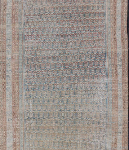 Large Antique Malayer Persian Gallery with All Over Paisley Design With Lt. Blue. Keivan Woven Arts; rug V21 - 0309 - 152 Country of origin: Iran Style: Malayer Key Words: Malayer Antique Rug, Vintage Persian Rug, Persian Antique Rug, Authentic Malayer ... - Keivan Woven ArtsV21 - 0309 - 152 - 15270