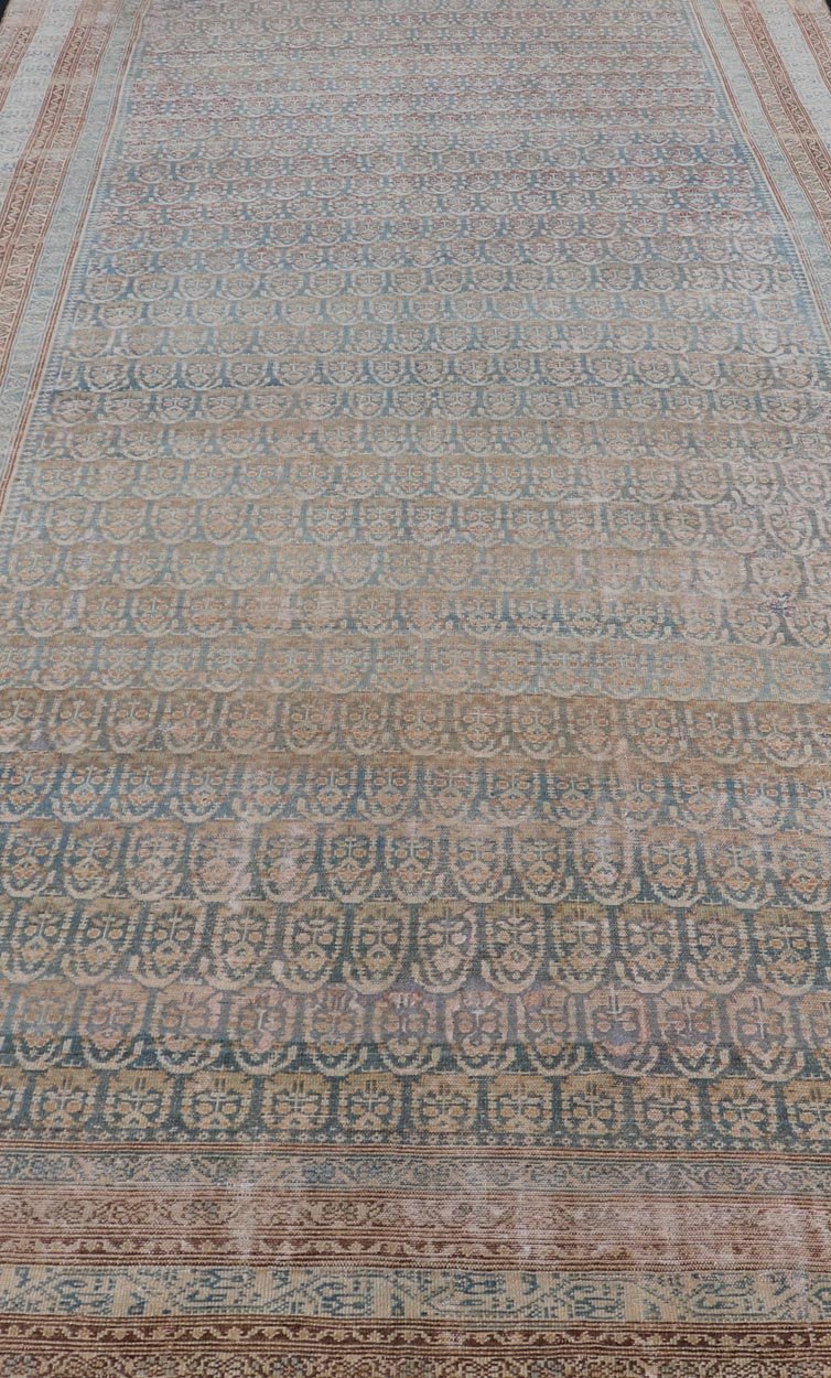 Large Antique Malayer Persian Gallery with All Over Paisley Design With Lt. Blue. Keivan Woven Arts; rug V21 - 0309 - 152 Country of origin: Iran Style: Malayer Key Words: Malayer Antique Rug, Vintage Persian Rug, Persian Antique Rug, Authentic Malayer ... - Keivan Woven ArtsV21 - 0309 - 152 - 15270