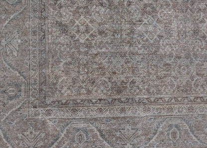 Antique Persian Distressed Mahal Rug in Warm Earthy Tones with All - Over Design. Keivan Woven Arts / rug V21 - 0402, country of origin / type: Iran / Mahal, circa 1920 Measures: 10'4 x 13'3 This beautiful distressed antique Persian Mahal ru... - Keivan Woven ArtsV21 - 0402 - 15548
