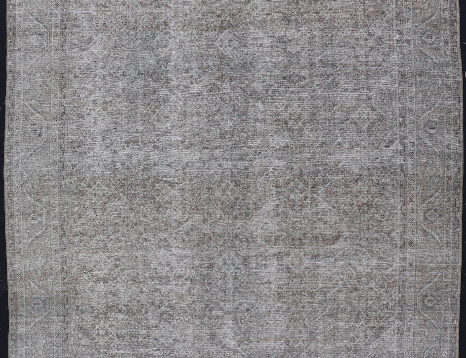 Antique Persian Distressed Mahal Rug in Warm Earthy Tones with All - Over Design. Keivan Woven Arts / rug V21 - 0402, country of origin / type: Iran / Mahal, circa 1920 Measures: 10'4 x 13'3 This beautiful distressed antique Persian Mahal ru... - Keivan Woven ArtsV21 - 0402 - 15548Rug