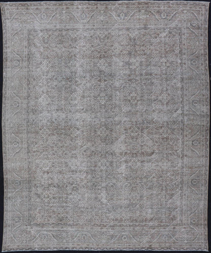 Antique Persian Distressed Mahal Rug in Warm Earthy Tones with All - Over Design. Keivan Woven Arts / rug V21 - 0402, country of origin / type: Iran / Mahal, circa 1920 Measures: 10'4 x 13'3 This beautiful distressed antique Persian Mahal ru... - Keivan Woven ArtsV21 - 0402 - 15548