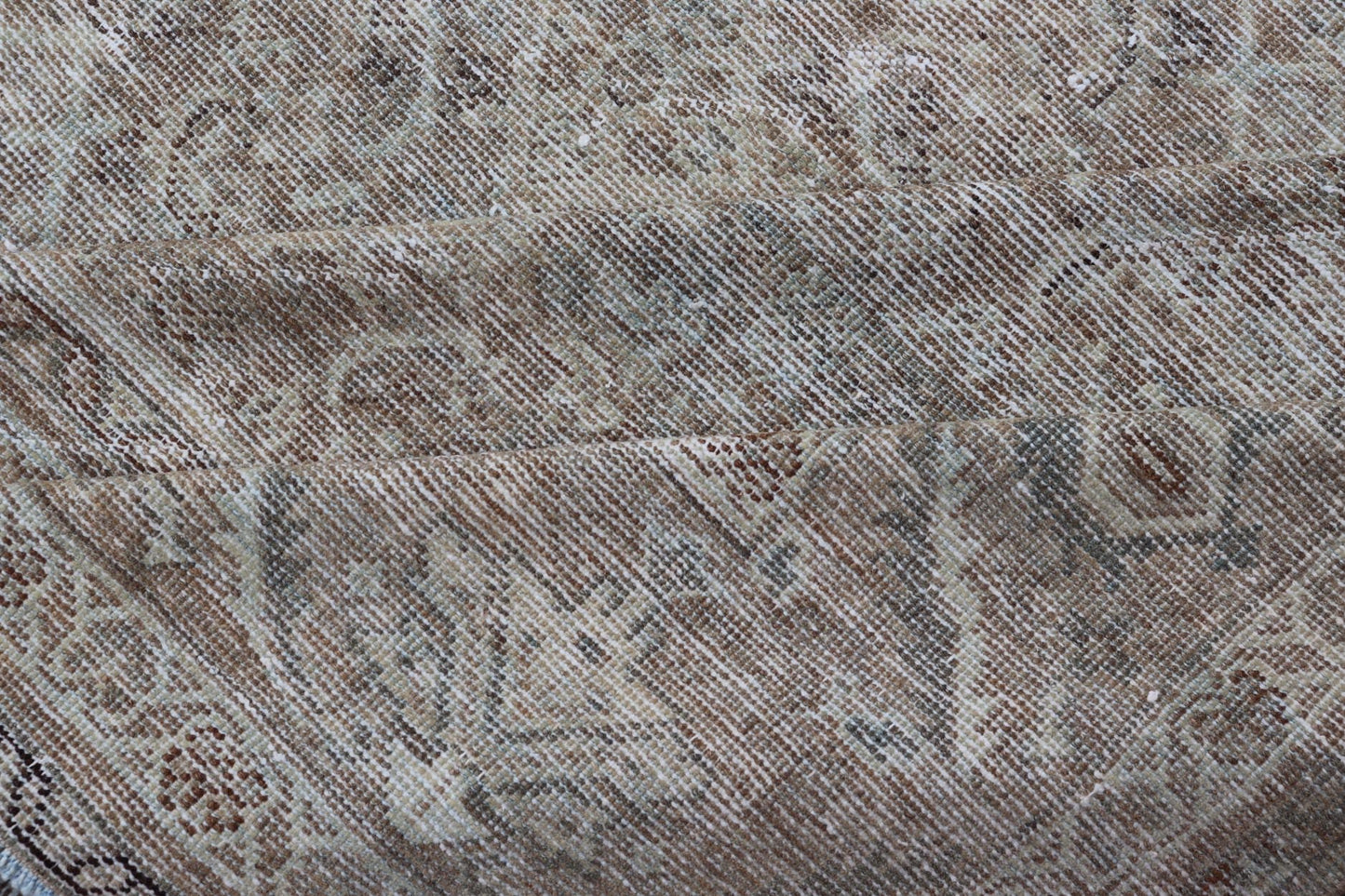 Antique Persian Distressed Mahal Rug in Warm Earthy Tones with All - Over Design. Keivan Woven Arts / rug V21 - 0402, country of origin / type: Iran / Mahal, circa 1920 Measures: 10'4 x 13'3 This beautiful distressed antique Persian Mahal ru... - Keivan Woven ArtsV21 - 0402 - 15548