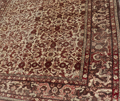 Antique Turkish Sivas Rug with Tan Background and Maroon, Eggplant, Brown Color. Stylized antique Turkish Sivas rug with Ivory background and maroon, Eggplant, Brown Colors rug V21 - 0601, country of origin / type: Turkey / Sivas, circa 1920 S... - Keivan Woven ArtsV21 - 0601 - 16498Rug