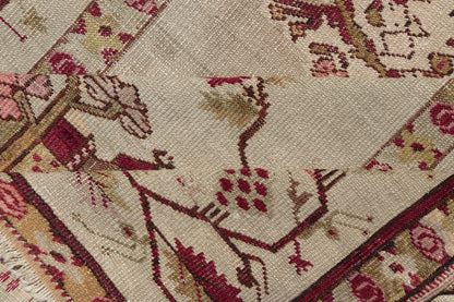 mid 19th century antique Konya with Unique Mihrab Columns, Chandelier & Vase Design Measures: 4'0 x 6'10 Antique Turkish Konya rug in ivory background and various tones and unique Color combination in Columns, Chandelier & Vase Design ... - Keivan Woven ArtsV21 - 0808 - 16991