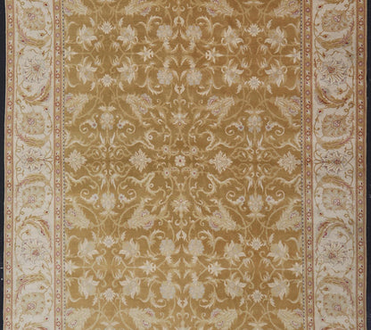 Vintage Indian Amritsar Rug with All - Over Floral Design This beautiful hand - knotted woolen Amritsar rug features a floral design enclosed within a complementary all - over design. The Rug consists of a greenish - tan background, with accents in Ivor... - Keivan Woven ArtsV21 - 0811 - 17003Rug