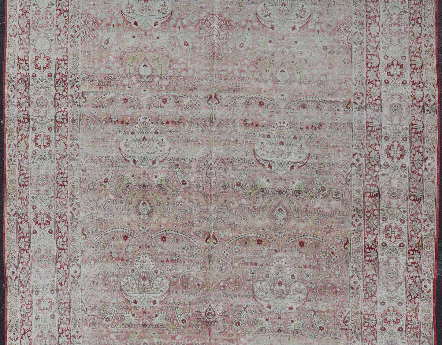 Antique Persian Kerman Lavar Rug with All - Over Flower Motifs In Soft Red, Pink's. Keivan Woven Arts / rug / V21 - 1101 - 15492, antique classic Persian Lavar Kerman Early 20th Century Persian Kerman. Measures: 9'6 x 13'6 It features a breathtaking ... - Keivan Woven ArtsV21 - 1101 - 15492 - 18066