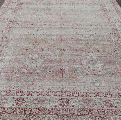 Antique Persian Kerman Lavar Rug with All - Over Flower Motifs In Soft Red, Pink's. Keivan Woven Arts / rug / V21 - 1101 - 15492, antique classic Persian Lavar Kerman Early 20th Century Persian Kerman. Measures: 9'6 x 13'6 It features a breathtaking ... - Keivan Woven ArtsV21 - 1101 - 15492 - 18066Rug