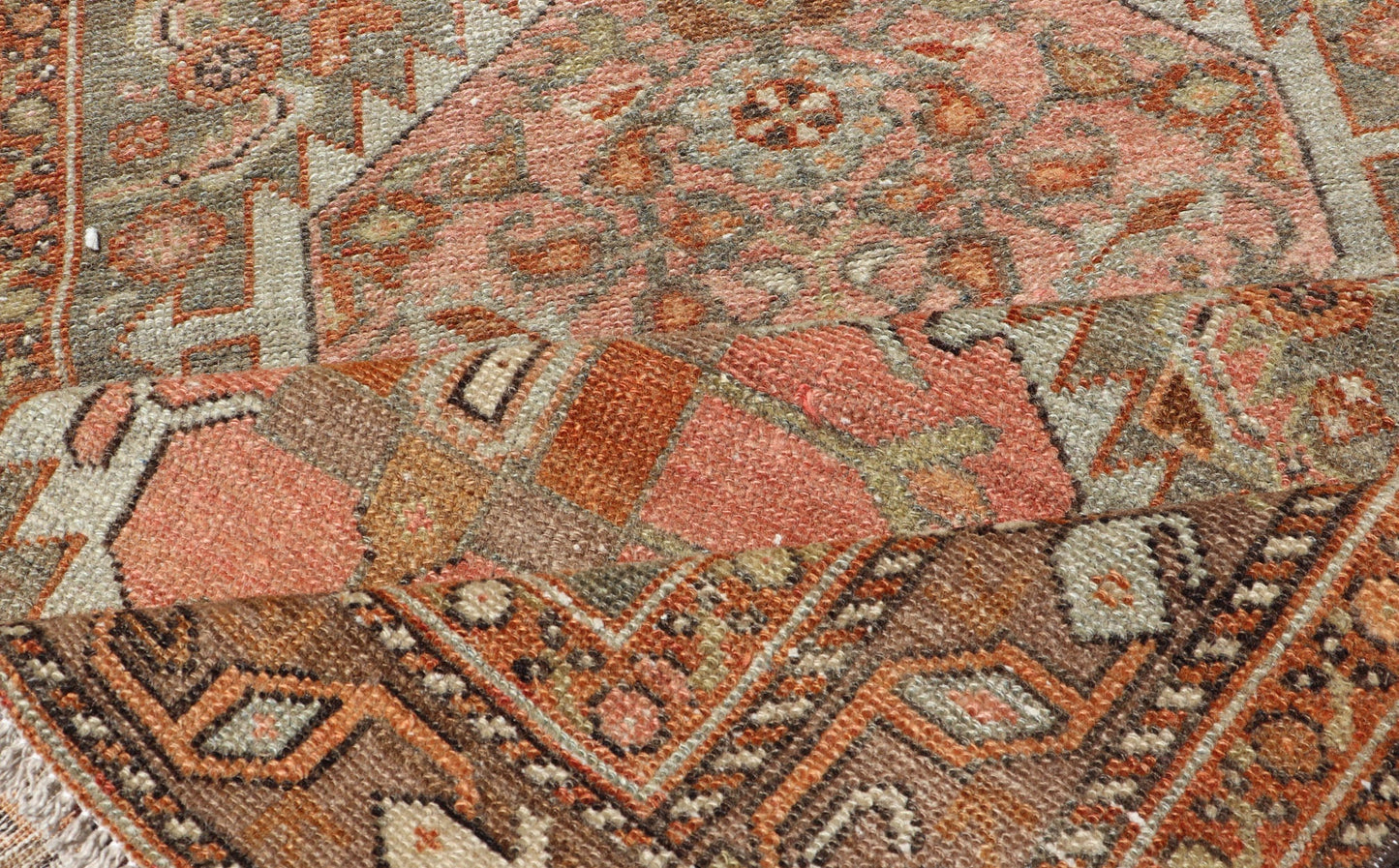 Antique Persian Hamedan in Rustic Earthy Tones With Tribal Medallions This antique hamadan features three medallions in the field, surrounded by sub - geometric tribal motifs. The complementary border displays a geometric tribal design, wrapp... - Keivan Woven ArtsV21 - 1201 - 18395