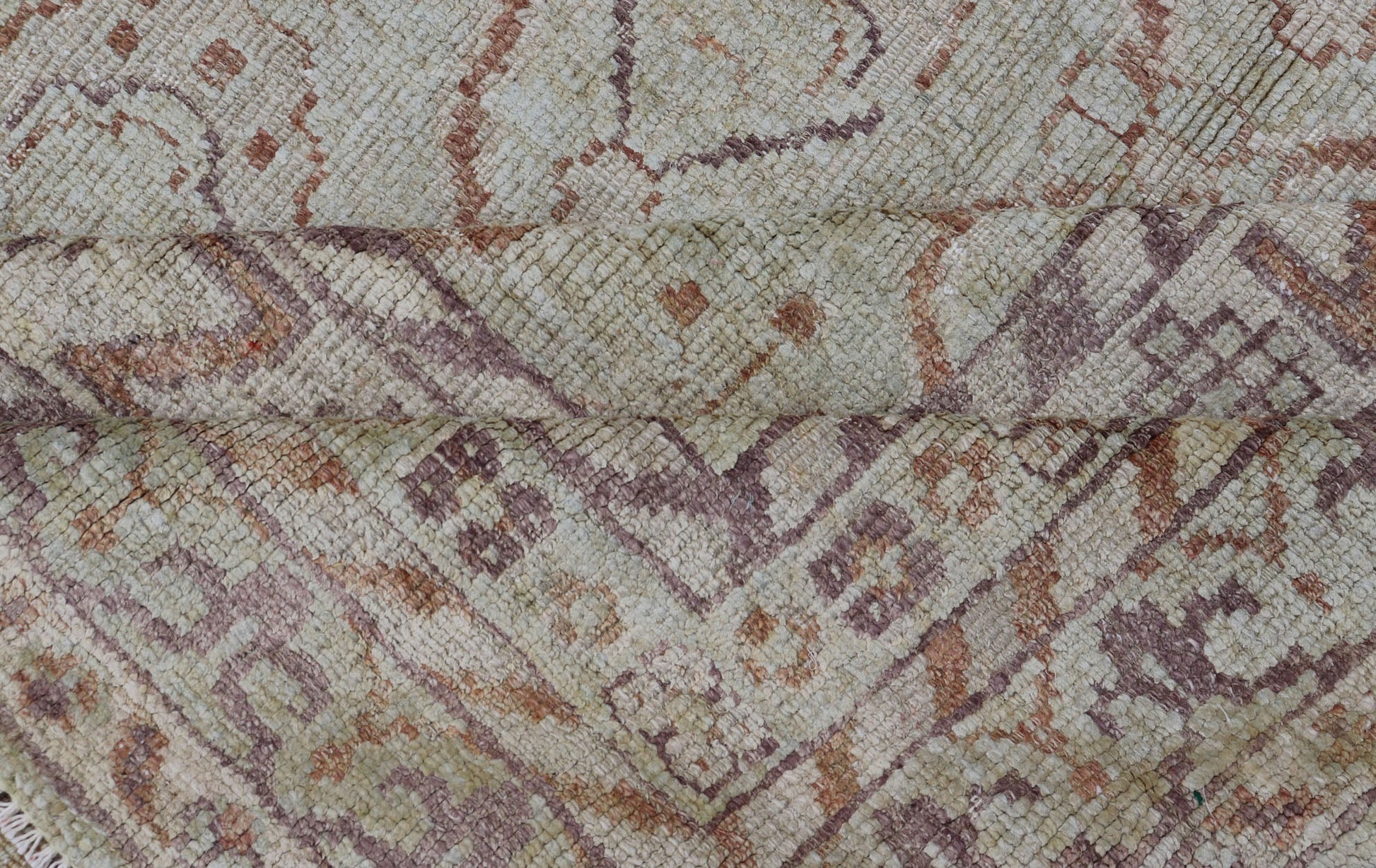 Large Indian Vintage Amritsar in Jade and Bronze This unique piece features many designs, starting from leaflet motifs, encased in the geometric diamonds, to the seemingly endless tiers of borders and bands, each displaying their o... - Keivan Woven ArtsV21 - 1204 - 18407Rug