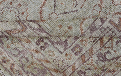 Large Indian Vintage Amritsar in Jade and Bronze This unique piece features many designs, starting from leaflet motifs, encased in the geometric diamonds, to the seemingly endless tiers of borders and bands, each displaying their o... - Keivan Woven ArtsV21 - 1204 - 18407Rug