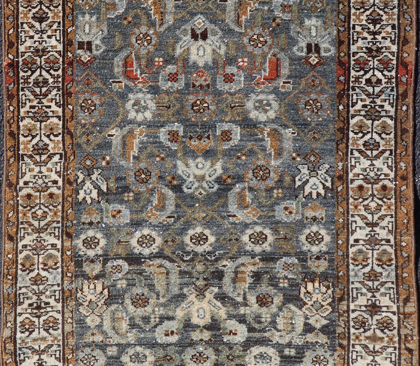 Antique Persian Malayer Rug with All - Over Tribal Design On A Blue Field. Keivan Woven Arts / rug V21 - 1207, country of origin / type: Iran / Malayer, circa 1910. Measures: 2'7 x 4'6 This antique Persian Malayer rug, circa early 20th century, reli... - Keivan Woven ArtsV21 - 1207 - 18467Rug