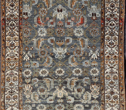 Antique Persian Malayer Rug with All - Over Tribal Design On A Blue Field. Keivan Woven Arts / rug V21 - 1207, country of origin / type: Iran / Malayer, circa 1910. Measures: 2'7 x 4'6 This antique Persian Malayer rug, circa early 20th century, reli... - Keivan Woven ArtsV21 - 1207 - 18467Rug