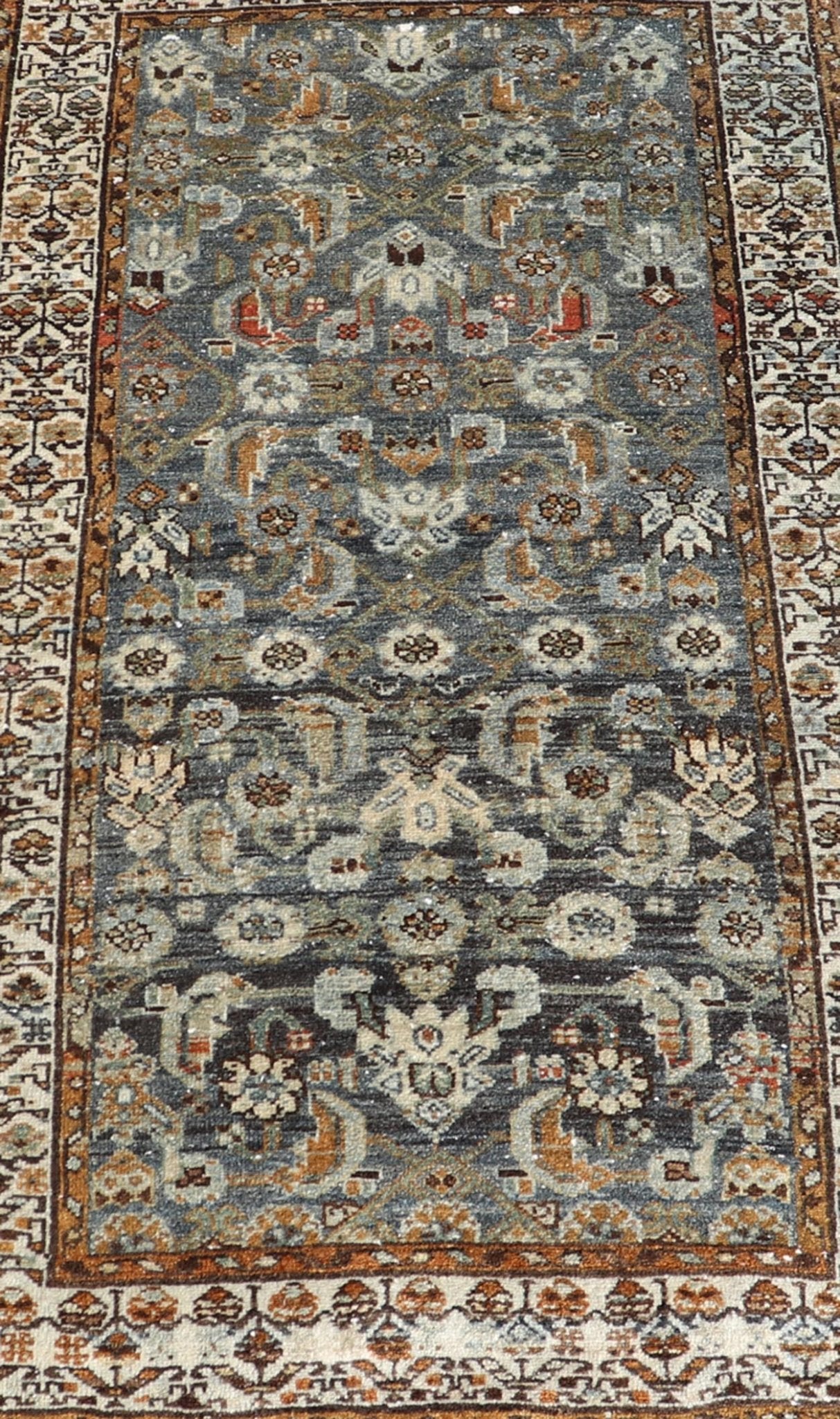 Antique Persian Malayer Rug with All - Over Tribal Design On A Blue Field. Keivan Woven Arts / rug V21 - 1207, country of origin / type: Iran / Malayer, circa 1910. Measures: 2'7 x 4'6 This antique Persian Malayer rug, circa early 20th century, reli... - Keivan Woven ArtsV21 - 1207 - 18467Rug