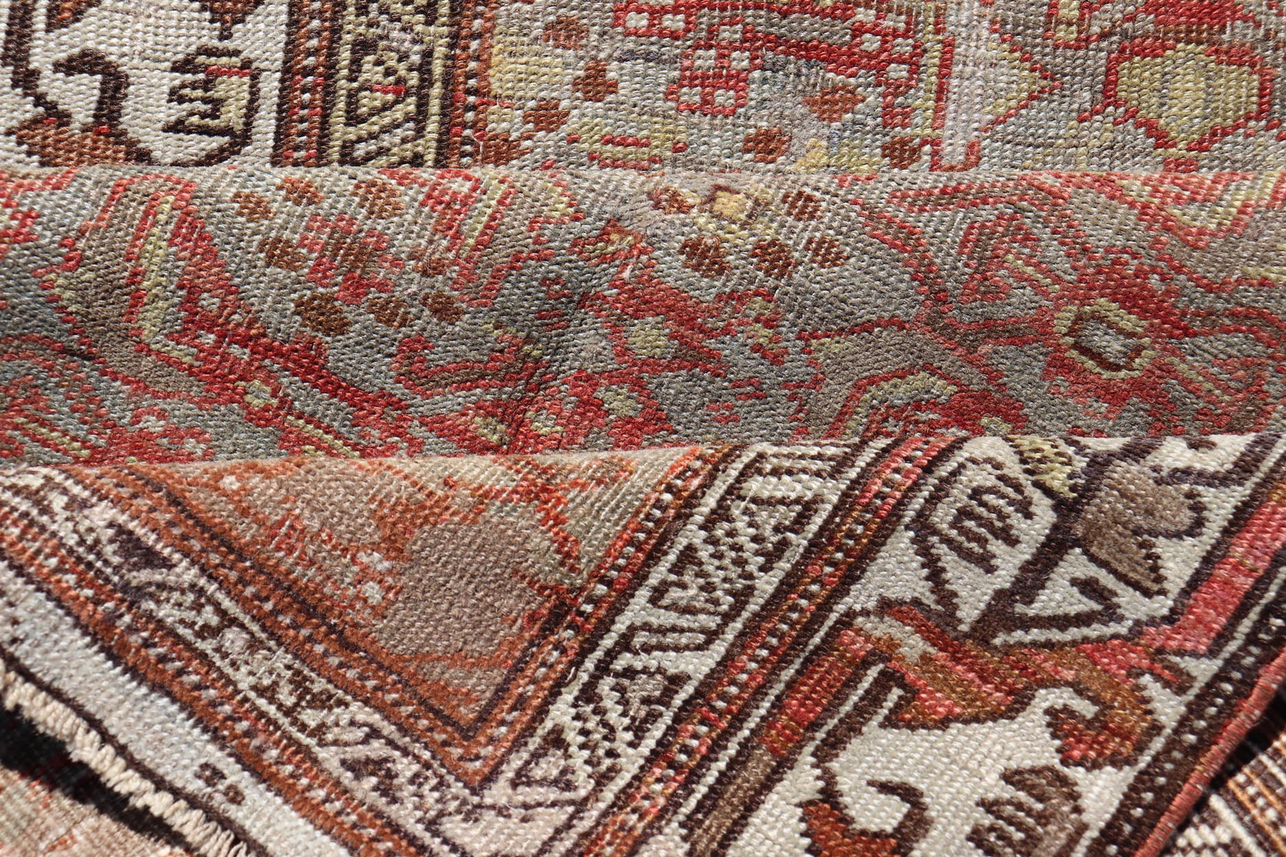 Antique Bidjar Persian Runner with Herati Design in Lt. Blue, Lt. Gray & Red. Keivan Woven Arts / rug V21 - 1209 - 15490, country of origin / type: Persian / Bidjar, circa Early - 20th Century. Measures: 2'10 x 13'9 This stunning antique Bidjar rug (c... - Keivan Woven ArtsV21 - 1209 - 15490 - 18473