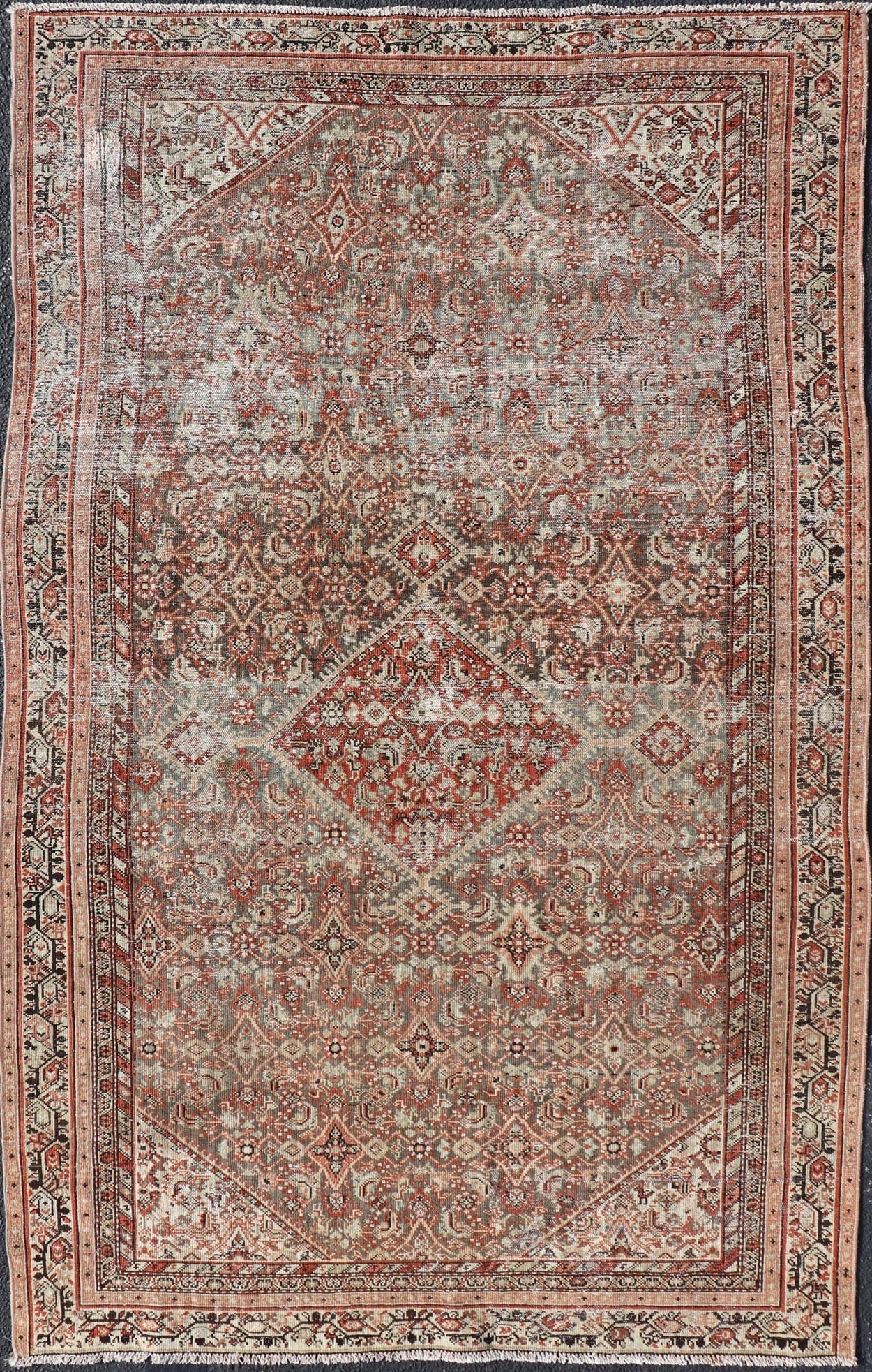 Antique Persian Fine Farahan Rug with Medallion in Brown, Red and Lt Blue. Keivan Woven Arts / rug V21 - 1214, country of origin / type: Iran / Farahan, circa 1910 Measures: 4'2 x 6'9 This outstanding antique Fine Farahan carpet is primari... - Keivan Woven ArtsV21 - 1214 - 18499