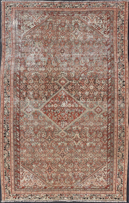 Antique Persian Fine Farahan Rug with Medallion in Brown, Red and Lt Blue. Keivan Woven Arts / rug V21 - 1214, country of origin / type: Iran / Farahan, circa 1910 Measures: 4'2 x 6'9 This outstanding antique Fine Farahan carpet is primari... - Keivan Woven ArtsV21 - 1214 - 18499