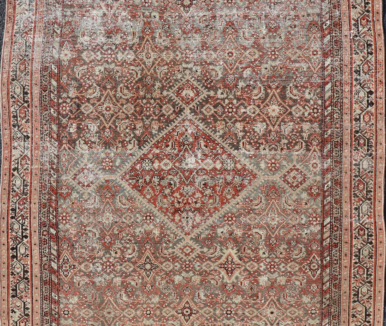 Antique Persian Fine Farahan Rug with Medallion in Brown, Red and Lt Blue. Keivan Woven Arts / rug V21 - 1214, country of origin / type: Iran / Farahan, circa 1910 Measures: 4'2 x 6'9 This outstanding antique Fine Farahan carpet is primari... - Keivan Woven ArtsV21 - 1214 - 18499