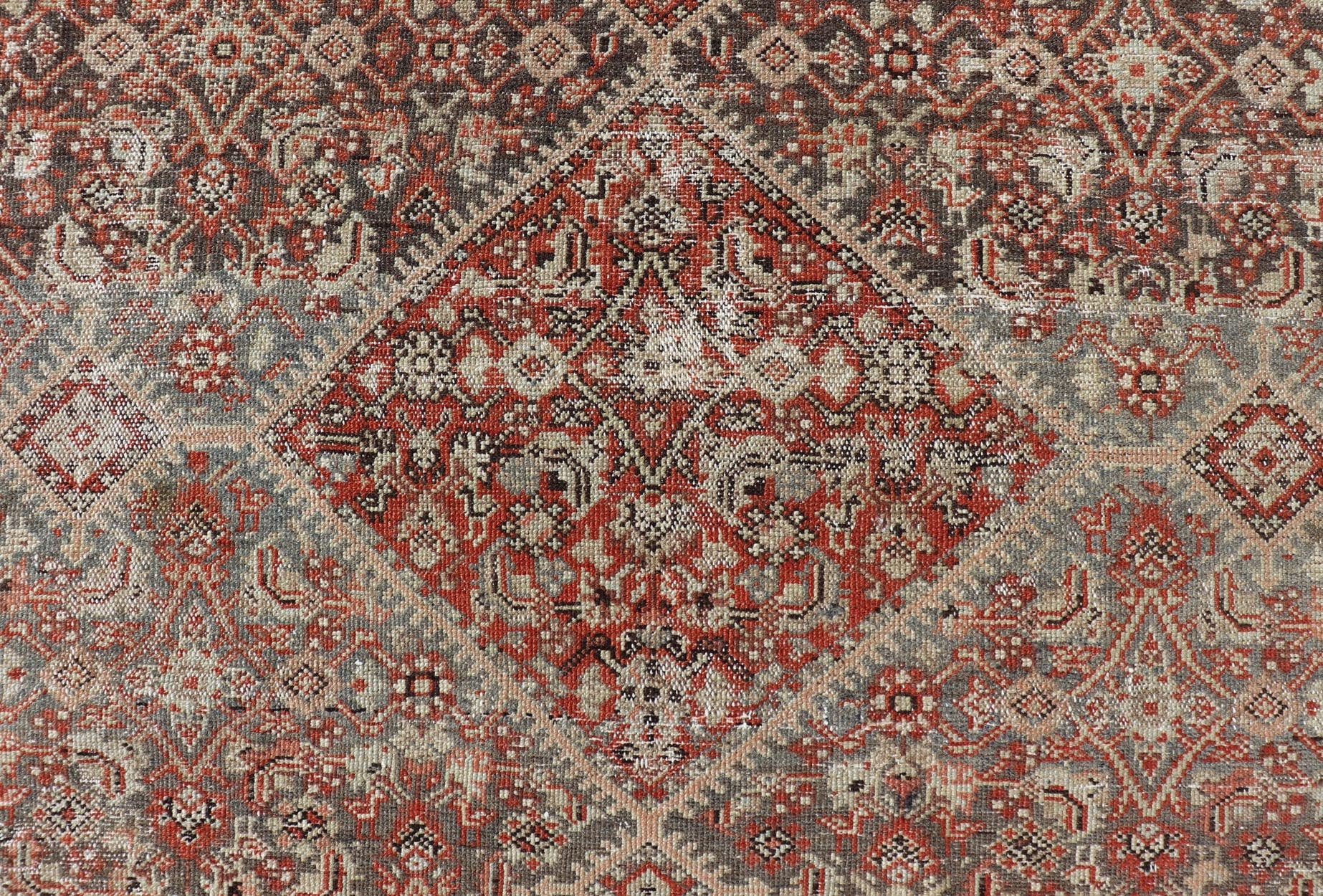 Antique Persian Fine Farahan Rug with Medallion in Brown, Red and Lt Blue. Keivan Woven Arts / rug V21 - 1214, country of origin / type: Iran / Farahan, circa 1910 Measures: 4'2 x 6'9 This outstanding antique Fine Farahan carpet is primari... - Keivan Woven ArtsV21 - 1214 - 18499