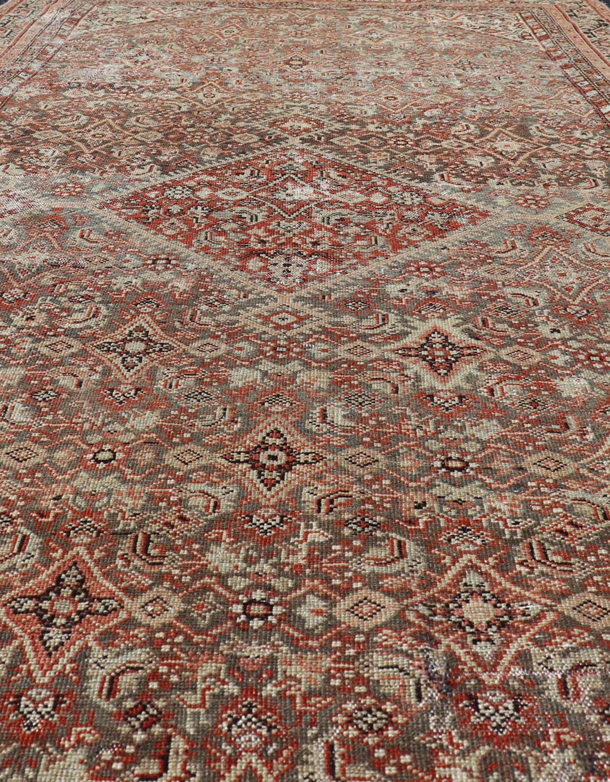 Antique Persian Fine Farahan Rug with Medallion in Brown, Red and Lt Blue. Keivan Woven Arts / rug V21 - 1214, country of origin / type: Iran / Farahan, circa 1910 Measures: 4'2 x 6'9 This outstanding antique Fine Farahan carpet is primari... - Keivan Woven ArtsV21 - 1214 - 18499