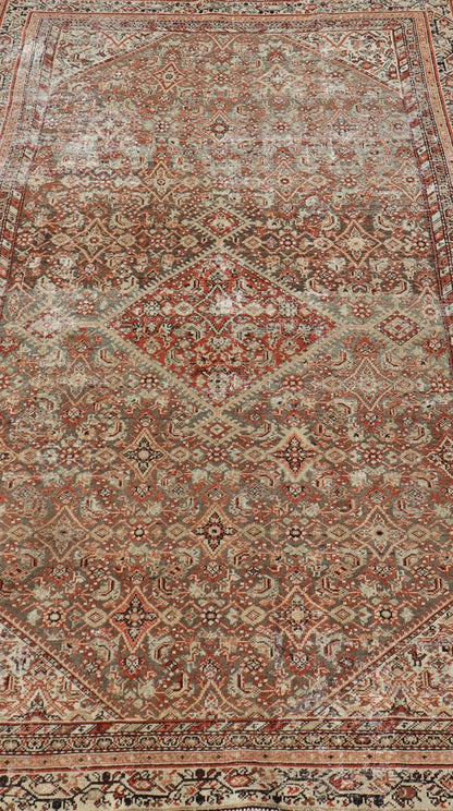 Antique Persian Fine Farahan Rug with Medallion in Brown, Red and Lt Blue. Keivan Woven Arts / rug V21 - 1214, country of origin / type: Iran / Farahan, circa 1910 Measures: 4'2 x 6'9 This outstanding antique Fine Farahan carpet is primari... - Keivan Woven ArtsV21 - 1214 - 18499