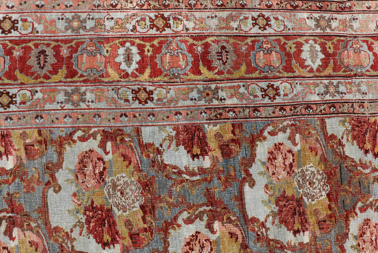 Large Antique Persian Bidjar Rug with Blossoming Floral Design in Blue and Red. Keivan Woven Arts / rug V21 - 1215 - 15483, country of origin / type: Iran / Bidjar, circa 1900. Measures: 11'10 x 15'5 This magnificent Bidjar with an exquisite, all - o... - Keivan Woven ArtsV21 - 1215 - 15483 - 18505Rug