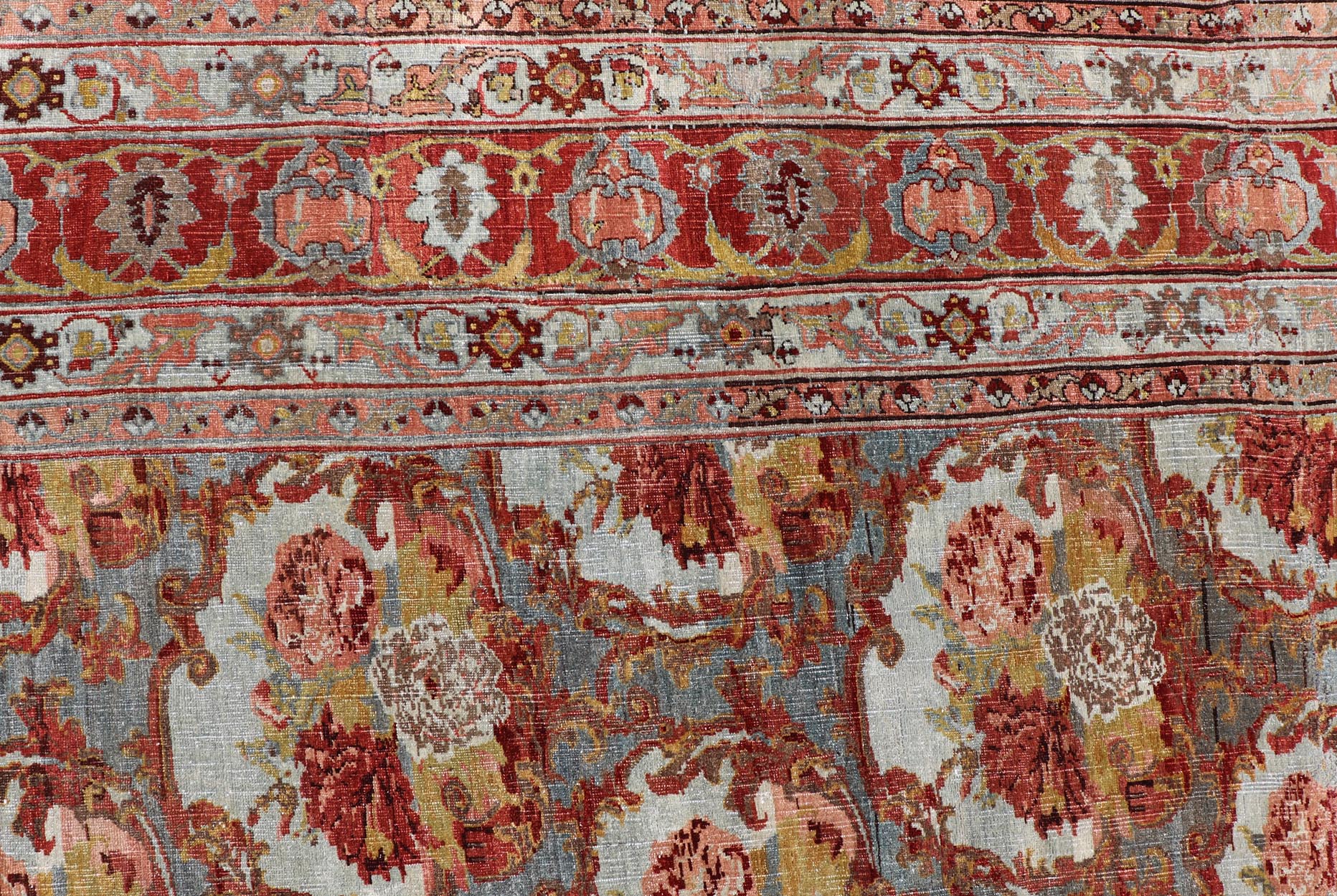 Large Antique Persian Bidjar Rug with Blossoming Floral Design in Blue and Red. Keivan Woven Arts / rug V21 - 1215 - 15483, country of origin / type: Iran / Bidjar, circa 1900. Measures: 11'10 x 15'5 This magnificent Bidjar with an exquisite, all - o... - Keivan Woven ArtsV21 - 1215 - 15483 - 18505