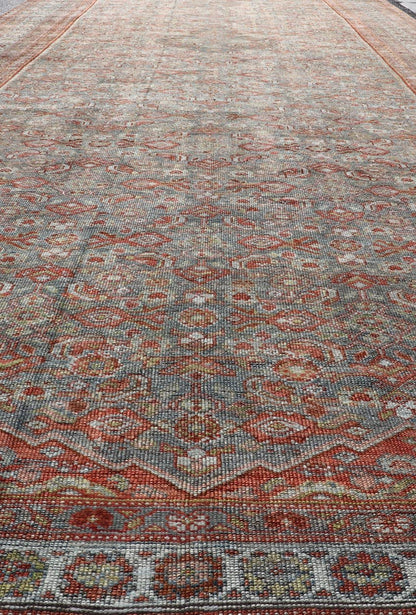 Large Kurdish Antique All Over Design Gallery Runner in Muted Tones Of Blue - Gray. Keivan Woven Arts: rug V21 - 1217 - 15474 Country of Origin: Iran Type: Kurdish Circa 1900 Measures: 7'10 x 22'0 This magnificent Kurdish antique gallery runner has he... - Keivan Woven ArtsV21 - 1217 - 15474 - 18517Rug