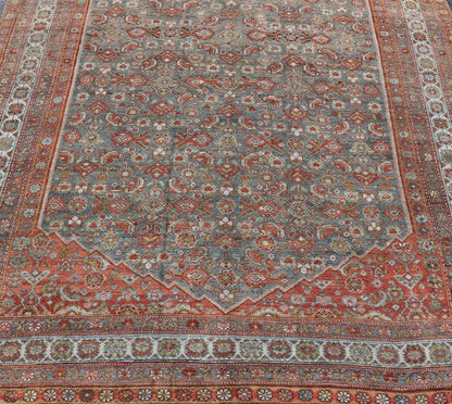 Large Kurdish Antique All Over Design Gallery Runner in Muted Tones Of Blue - Gray. Keivan Woven Arts: rug V21 - 1217 - 15474 Country of Origin: Iran Type: Kurdish Circa 1900 Measures: 7'10 x 22'0 This magnificent Kurdish antique gallery runner has he... - Keivan Woven ArtsV21 - 1217 - 15474 - 18517Rug