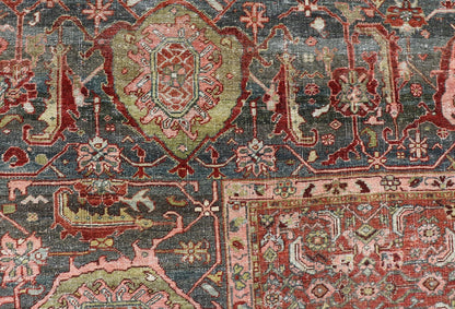 Very Large Palace Size Antique Persian Bidjar Rug in Shades of Red, Blue Gray & Lime Green. Very Large Palace Size 19th Century Persian Bidjar Rug in Shades of Red, gray Blue, Gray & Lime Green, Salmon. Keivan Woven Arts / rug V21 - 1218 - 15111, ... - Keivan Woven ArtsV21 - 1218 - 15111 - 20824Rug