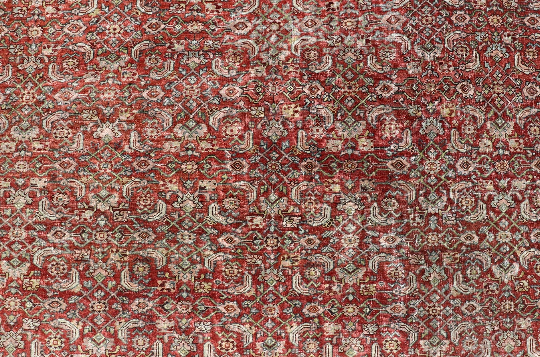 Very Large Palace Size Antique Persian Bidjar Rug in Shades of Red, Blue Gray & Lime Green. Very Large Palace Size 19th Century Persian Bidjar Rug in Shades of Red, gray Blue, Gray & Lime Green, Salmon. Keivan Woven Arts / rug V21 - 1218 - 15111, ... - Keivan Woven ArtsV21 - 1218 - 15111 - 20824Rug