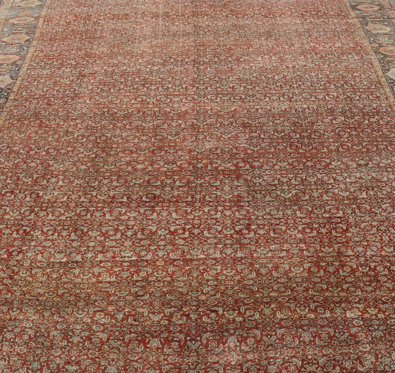 Very Large Palace Size Antique Persian Bidjar Rug in Shades of Red, Blue Gray & Lime Green. Very Large Palace Size 19th Century Persian Bidjar Rug in Shades of Red, gray Blue, Gray & Lime Green, Salmon. Keivan Woven Arts / rug V21 - 1218 - 15111, ... - Keivan Woven ArtsV21 - 1218 - 15111 - 20824Rug