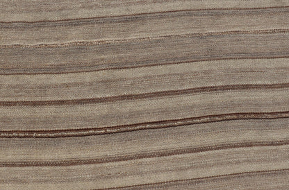 Square Antique Hand - Woven Persian Kilim Rug in Wool with Striped Design This Square flat - weave tribal Persian kilim has been hand - woven in wool. The rug features an all - over striped design, and is rendered in earthy tones; making this rug a sup... - Keivan Woven ArtsV21 - 211025 - 14764