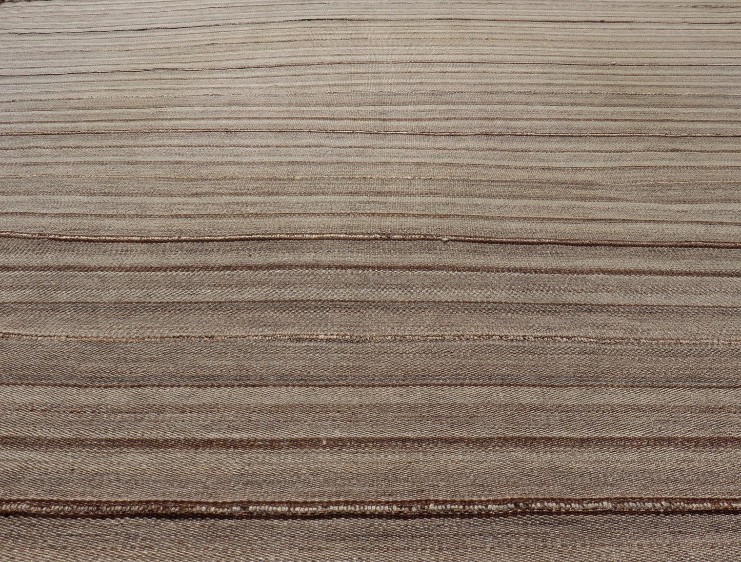 Square Antique Hand - Woven Persian Kilim Rug in Wool with Striped Design This Square flat - weave tribal Persian kilim has been hand - woven in wool. The rug features an all - over striped design, and is rendered in earthy tones; making this rug a sup... - Keivan Woven ArtsV21 - 211025 - 14764