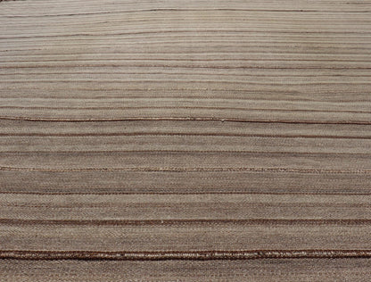 Square Antique Hand - Woven Persian Kilim Rug in Wool with Striped Design This Square flat - weave tribal Persian kilim has been hand - woven in wool. The rug features an all - over striped design, and is rendered in earthy tones; making this rug a sup... - Keivan Woven ArtsV21 - 211025 - 14764