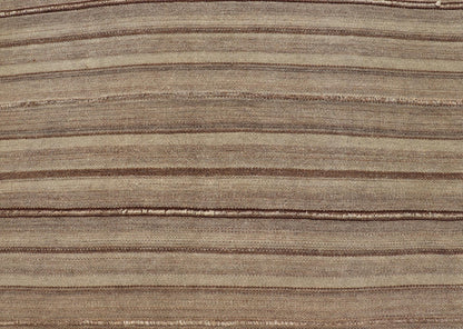 Square Antique Hand - Woven Persian Kilim Rug in Wool with Striped Design This Square flat - weave tribal Persian kilim has been hand - woven in wool. The rug features an all - over striped design, and is rendered in earthy tones; making this rug a sup... - Keivan Woven ArtsV21 - 211025 - 14764Rug